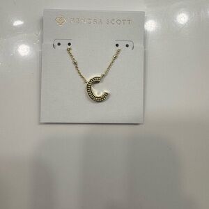 Kendra Scott Gold 'C' Initial Necklace with Beaded Detail